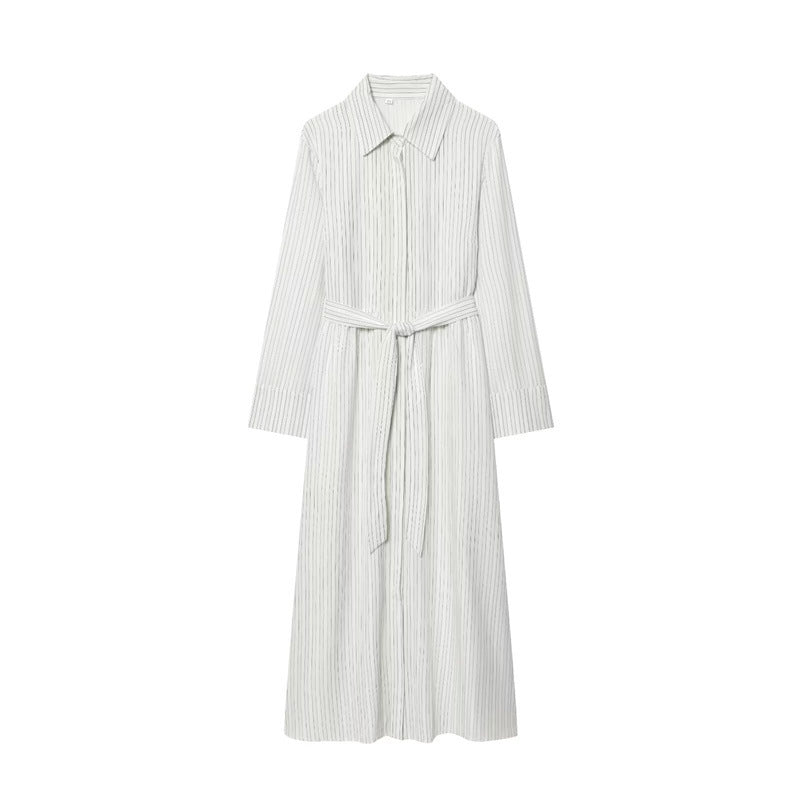 Damen Langes Hemdblusenkleid mit Taillengürtel und durchgehender Knopfleiste Echo Archiv
