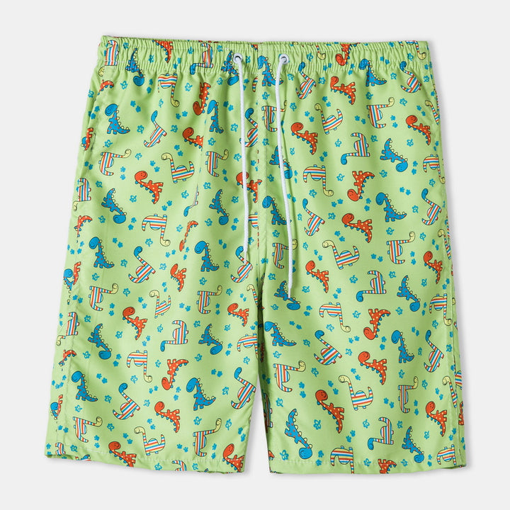 Herren Badeshorts mit verspieltem Dinosaurier-Motiv und elastischem Bund Echoarchiv