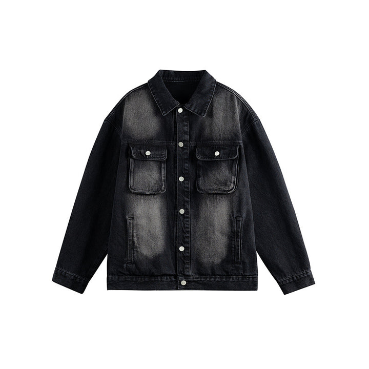 Herren Oversize-Jeansjacke mit Used-Waschung, aufgesetzten Brusttaschen und Knopfverschluss Echoarchiv