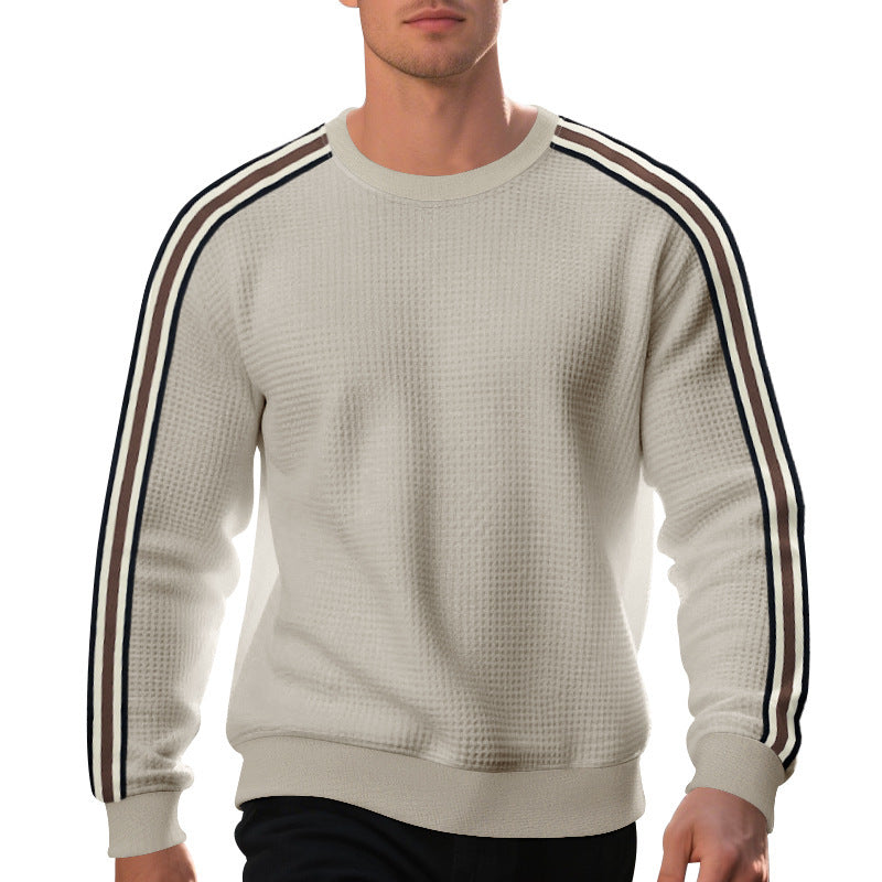 Herren modischer Strickpullover mit strukturiertem Gewebe und sportlichen Streifen Echoarchiv