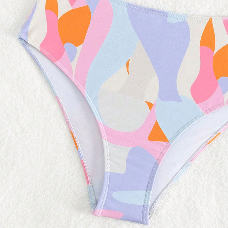 Damen Hoch geschnittenes Bikini-Set mit modischem V-Ausschnitt Echo Archiv