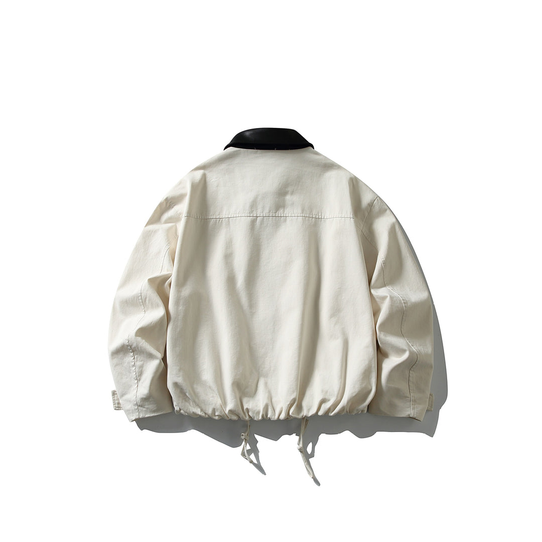 Herren Fieldjacke im Boxy‑Cut mit Lederkragen und Kordelzug Echoarchiv