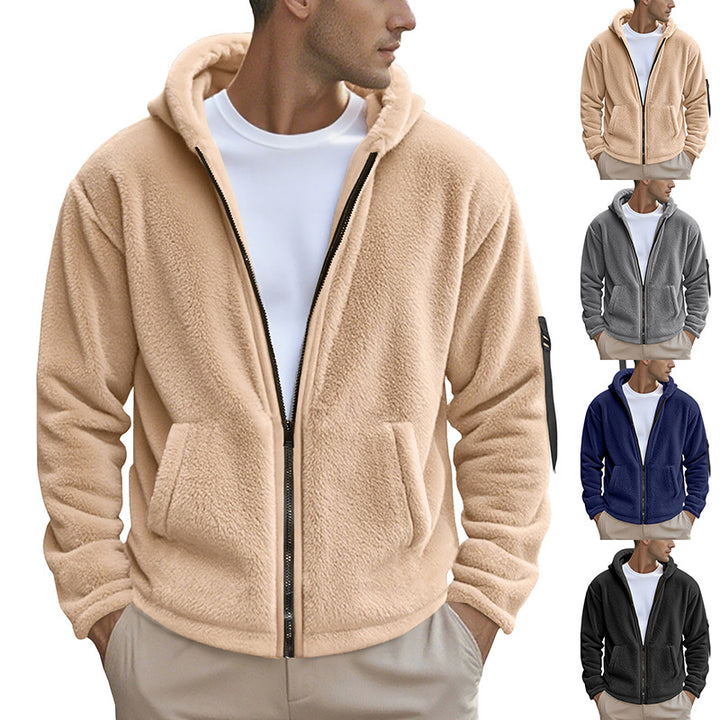 Herren kuscheliger Fleece-Hoodie mit glänzendem Reißverschluss und praktischen Taschen Echoarchiv