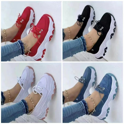 Damen Plateau-Sneaker mit dicker Profilsohle und sportlichem Schnürdesign – Névara