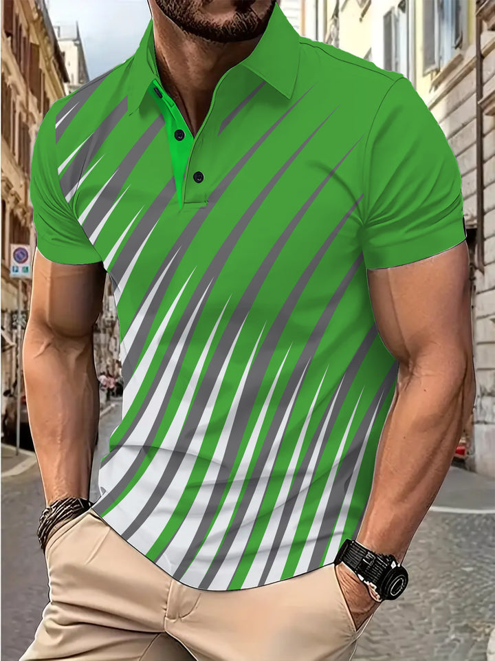 Herren Sportliches Poloshirt mit dynamischem Streifenmuster Echoarchiv