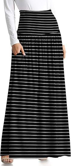 Damen Maxi-Rock mit elastischem Bund und Taschen Echo Archiv