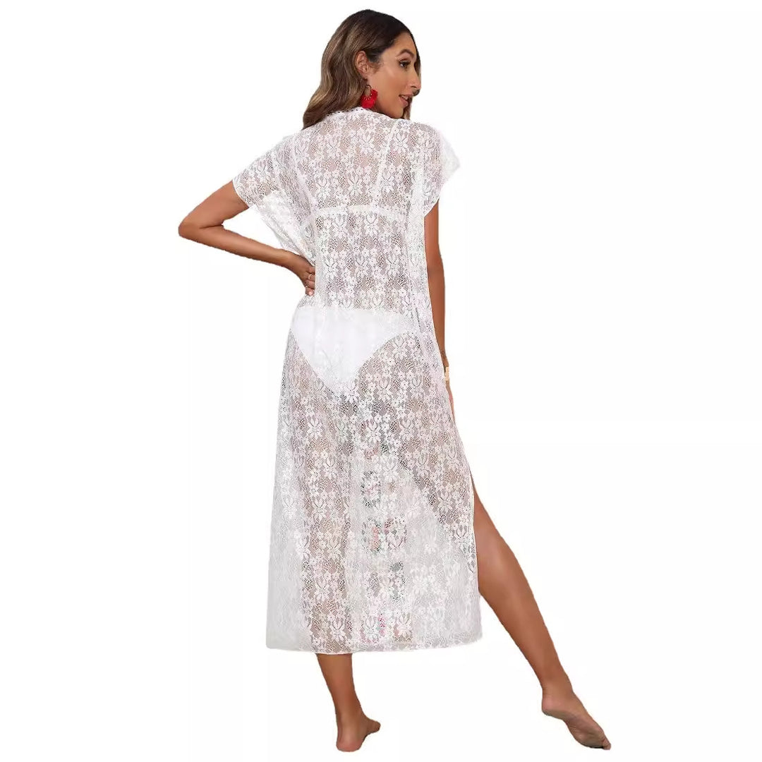 Damen Häkel-Kaftan mit fröhlichen Blumenmotiven Echo Archiv
