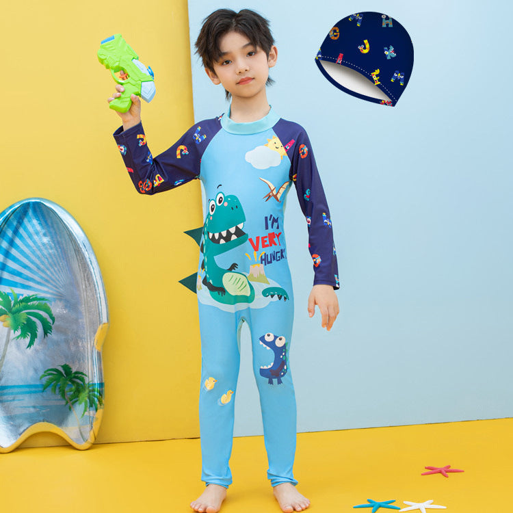 Jungen UV-Schutz Schwimmanzug mit langen Ärmeln und süßem Dinosaurier-Motiv Echo Archiv