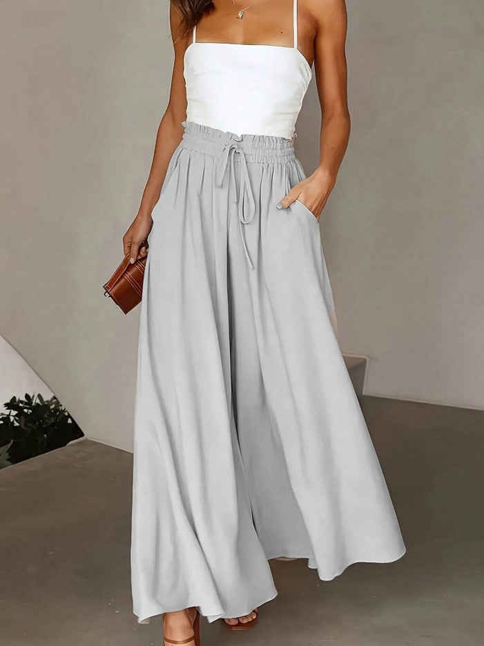 Damen nan fließende Palazzo-Hose mit Paperbag-Taille und tiefen Eingrifftaschen Echo Archiv