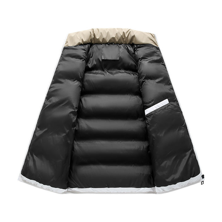 Herren Thermo-Steppweste mit hohem Stehkragen, Farbblock‑Design & Reißverschlusstaschen Echoarchiv