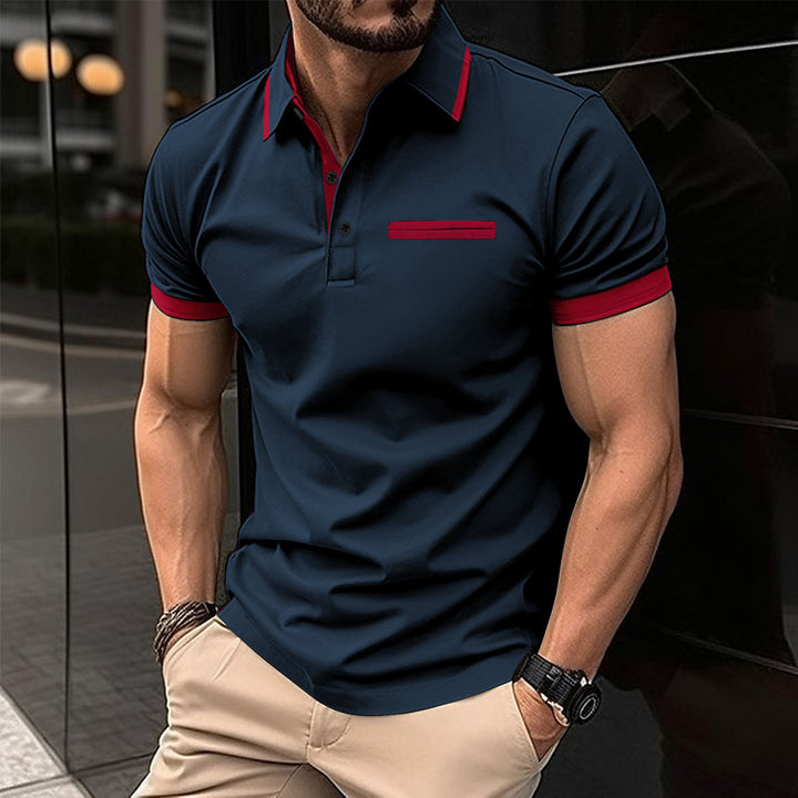 Herren Polohemd mit kontrastierenden Designelementen und praktischen Taschen Echoarchiv