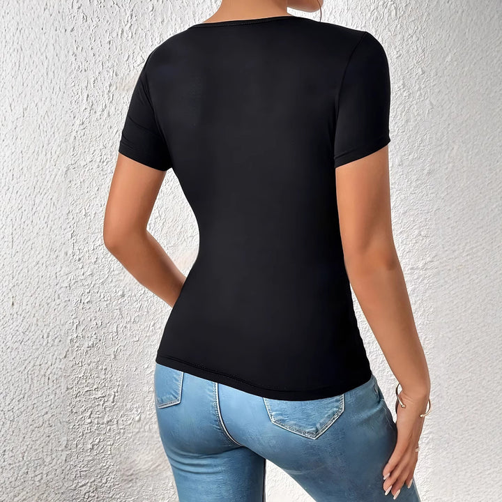 Damen Body mit tiefem V-Ausschnitt und transparenter Netzeinsätzen Echo Archiv