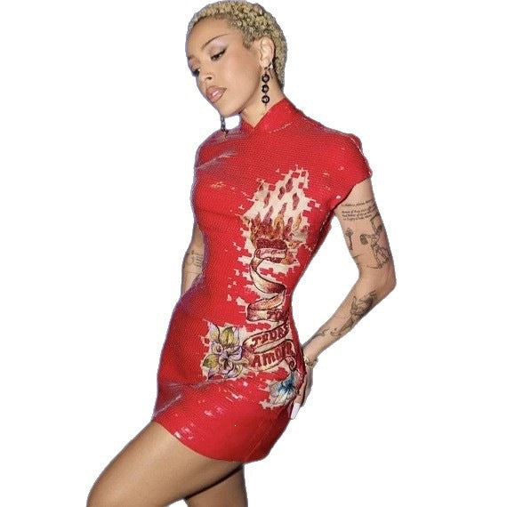 Damen Glitzerndes Minikleid mit floralem Design und schimmernden Applikationen Echo Archiv