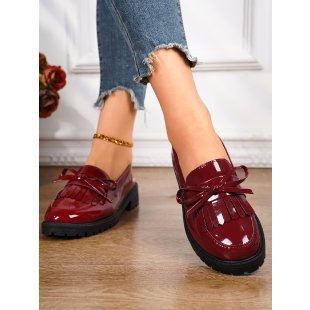 Damen nan Lackleder-Quasten-Loafer mit Fransenblatt und profilierter Gummisohle Echo Archiv