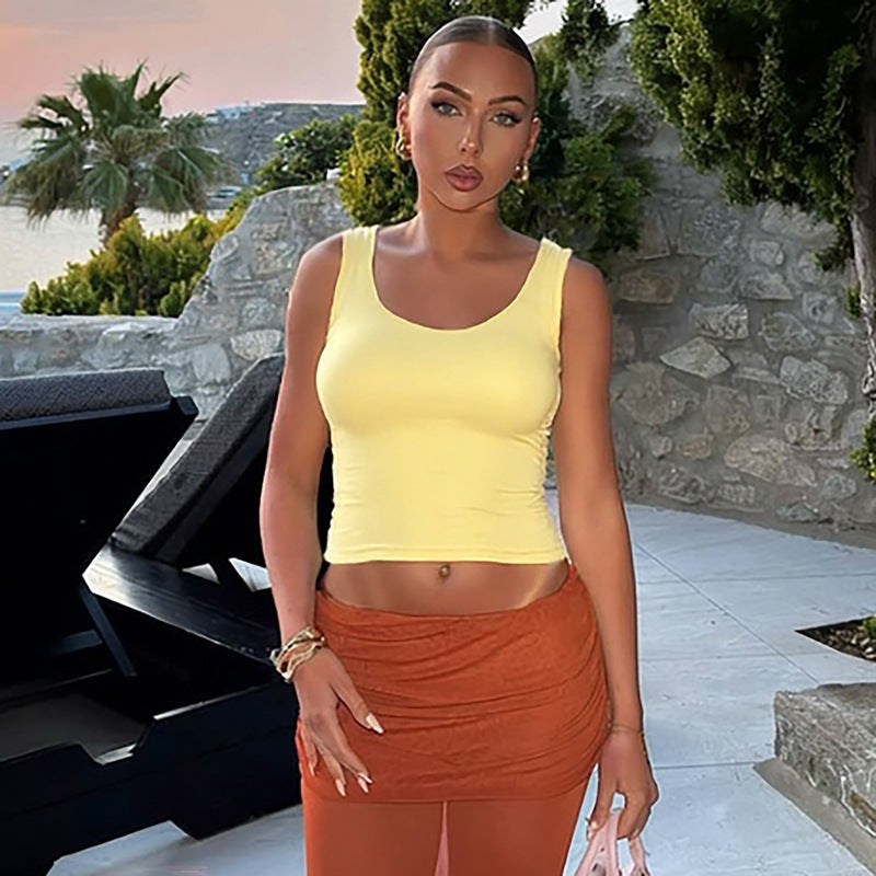 Damen Sportliches Crop-Top mit Rundhalsausschnitt Echo Archiv