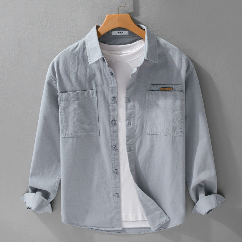 Herren Leichtes Baumwoll‑Twill Overshirt mit Kentkragen, doppelten aufgesetzten Brusttaschen und Relaxed-Fit Echoarchiv
