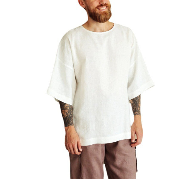 Herren lässiges Leinen-T-Shirt mit übergroßem Schnitt Echoarchiv
