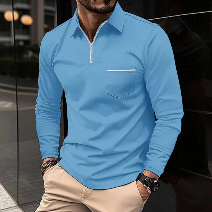 Herren Langarmshirt mit Reißverschluss und Brusttasche Echoarchiv