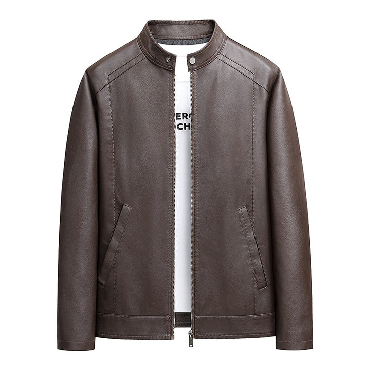 Herren Schlichte Kunstleder-Cityjacke mit Stehkragen, Zweiwege-Reißverschluss & Eingrifftaschen Echoarchiv