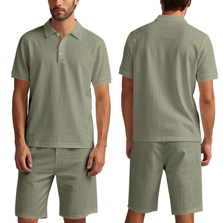 Herren Polohemd und Shorts Set aus atmungsaktivem Baumwollmix mit modernem Schnitt Echoarchiv