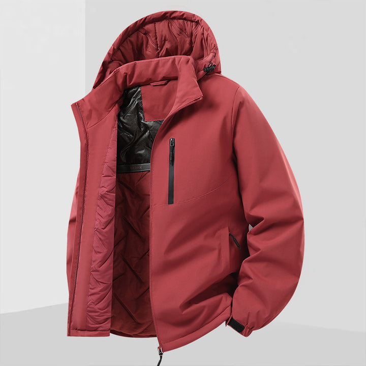 Herren Leichte isolierte Hybrid-Outdoorjacke mit Thermofutter, Kapuze und wasserdichten Reißverschlüssen Echo Archiv