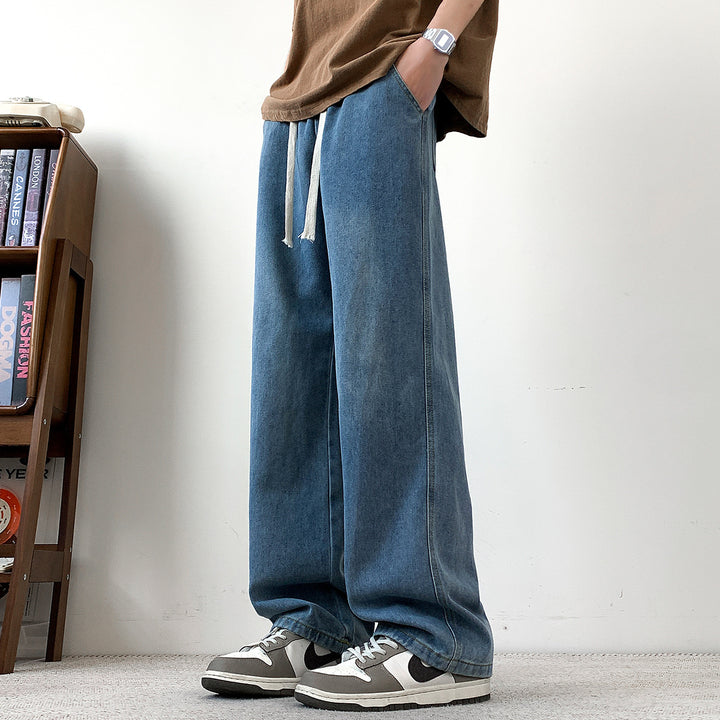 Herren weit geschnittene Denim-Hose mit verstellbarem Bund Echoarchiv