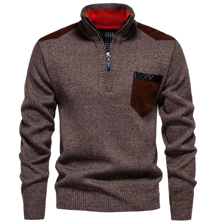 Herren Pullover mit halbhohem Kragen und modischen Akzenten Echoarchiv