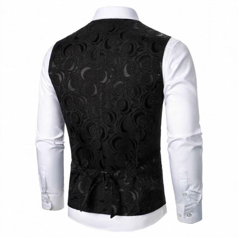 Herren elegante Weste mit floralem Jacquard-Muster Echoarchiv