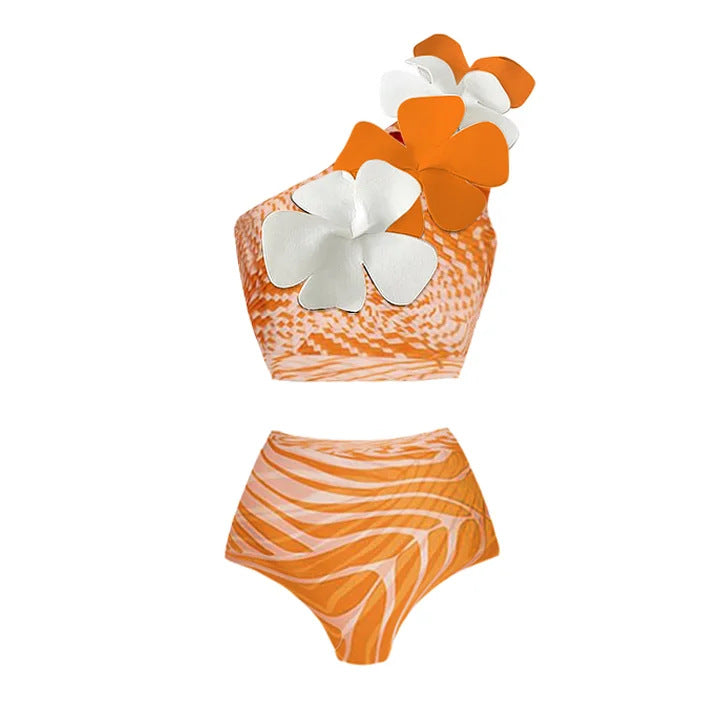 Damen Bikiniset mit asymmetrischem Oberteil und fließendem Maxirock Echo Archiv