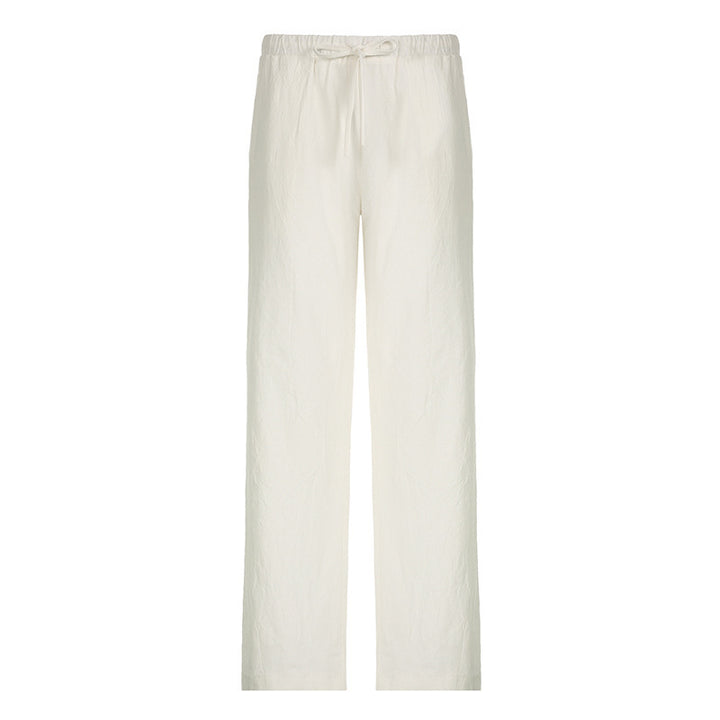 Damen Leichte Leinenhose mit weitem Bein, elastischem Bund und Tunnelzug Echo Archiv