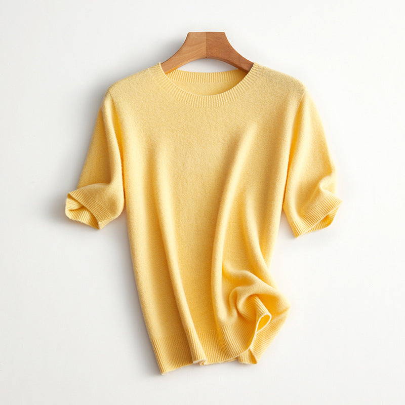 Damen Kurzarm Cashmere-Mix Pullover Echoarchiv