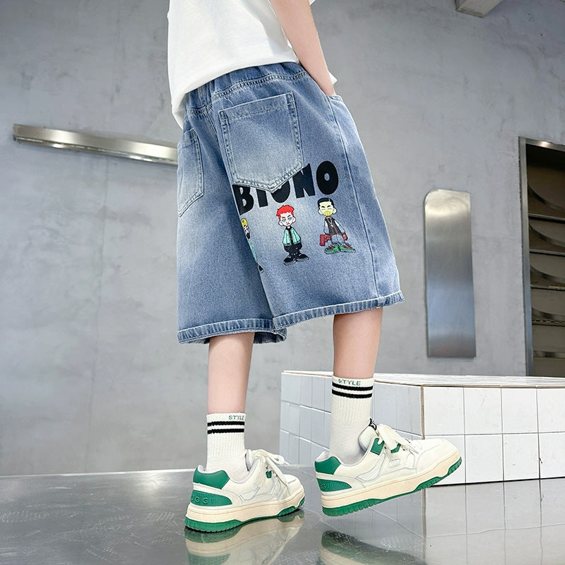 Jungen Denim-Shorts mit exklusivem Comic-Print Echo Archiv
