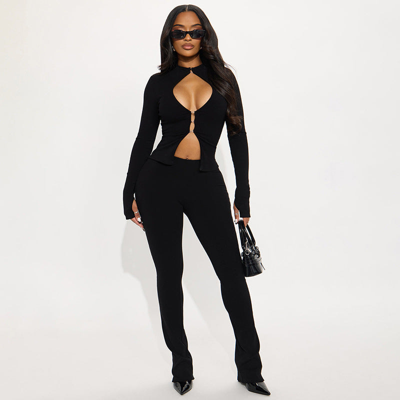 Damen Cut-Out Jumpsuit mit elegantem Stehkragen und figurbetontem Schnitt Echo Archiv