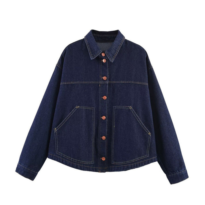 Damen Oversize-Jeansjacke mit kastigem Cropped-Schnitt, aufgesetzten Taschen und Kontrastnähten Echo Archiv