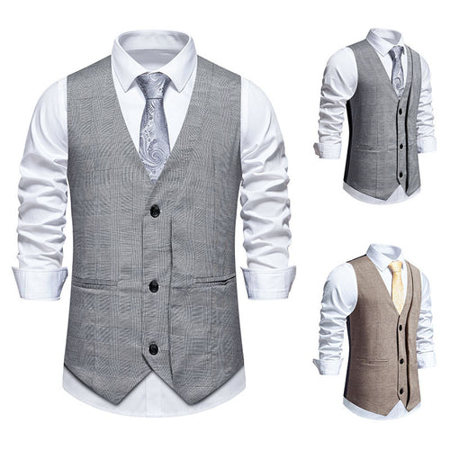 Herren elegante Anzugweste mit klassischem Herringbone-Muster und praktischen Taschen Echoarchiv