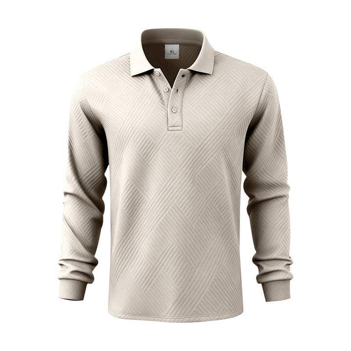 Herren elegantes Langarm-Polohemd mit strukturiertem Design Echoarchiv