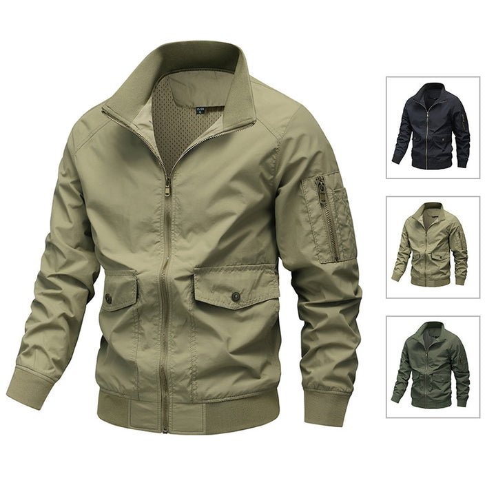 Herren Leichte Utility-Bomberjacke mit Ärmeltasche und Netzfutter Echo Archiv