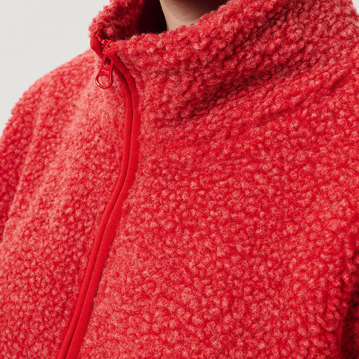Damen Flauschige Fleecejacke mit hohen Kragen und seitlichen Taschen Echoarchiv