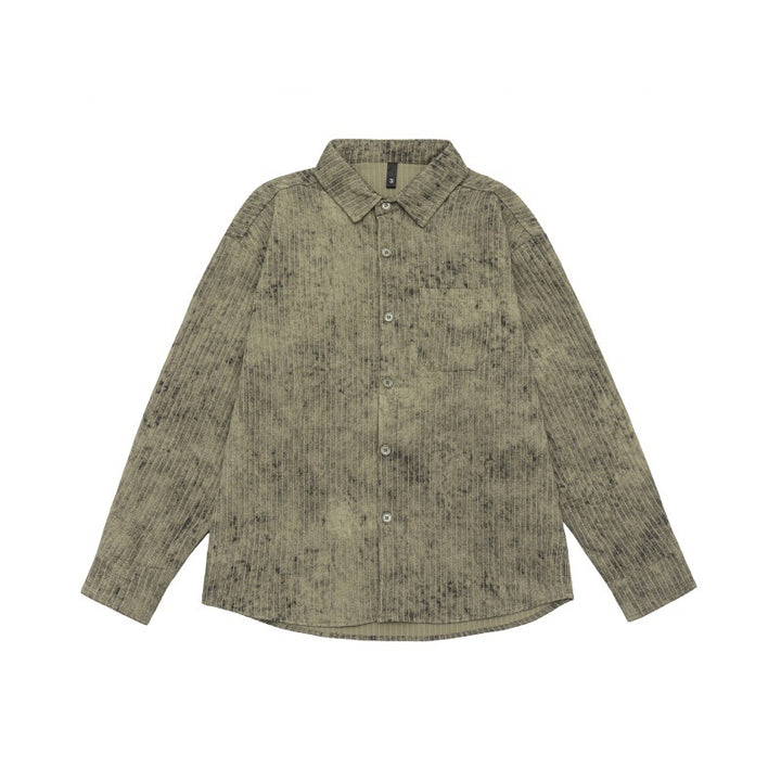 Unisex Leichtes Oversize-Hemdjacken-Shirt mit gewaschener Struktur und Brusttasche Echoarchiv