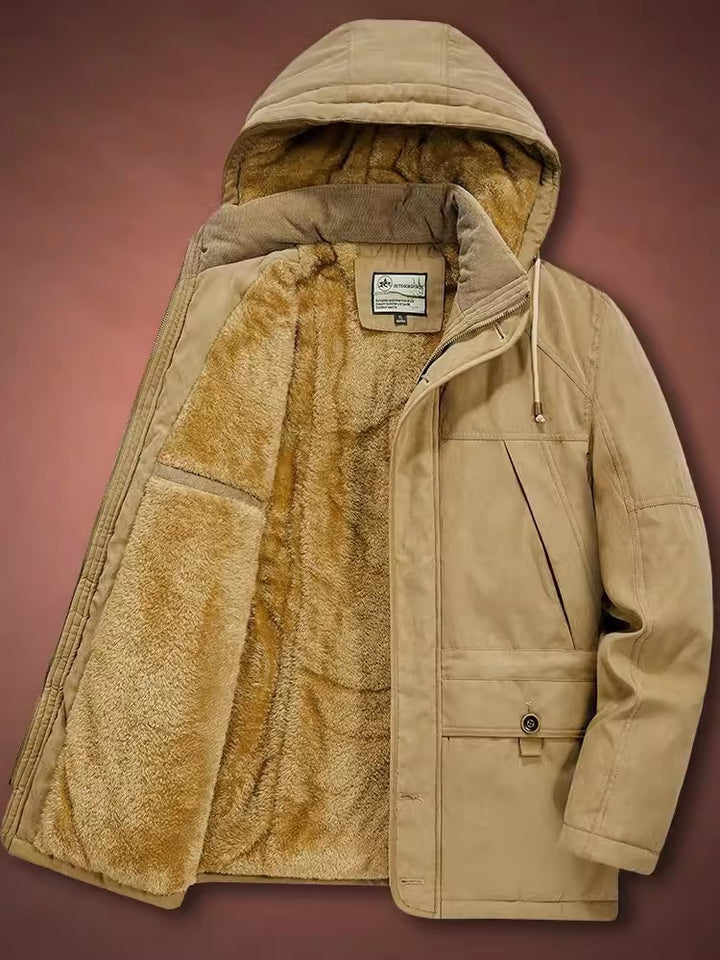 Herren Isolierter Langparka mit Teddyfutter, Kapuze und verdeckten Taschen – Montevé