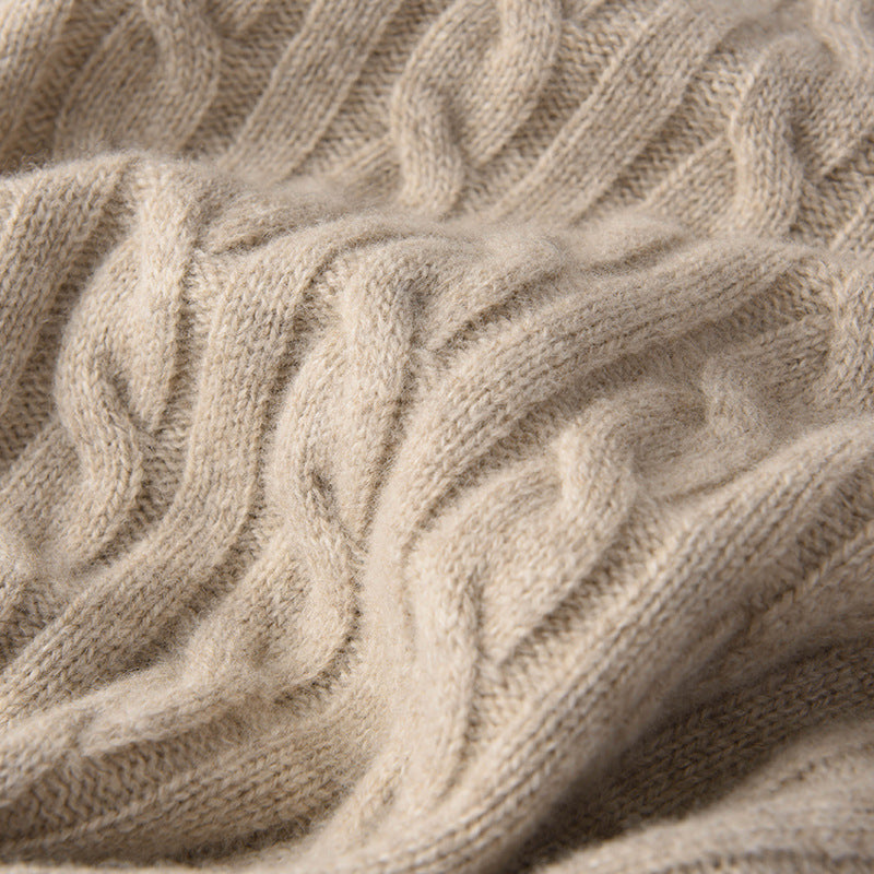Herren Zopfmuster-Halbzip-Pullover aus weichem Wollmix mit Stehkragen Echoarchiv