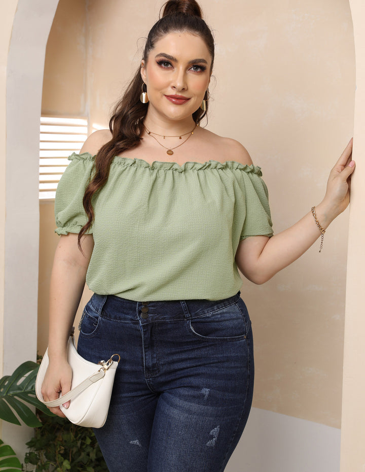 Damen Off-Shoulder Oberteil mit Volant Echo Archiv