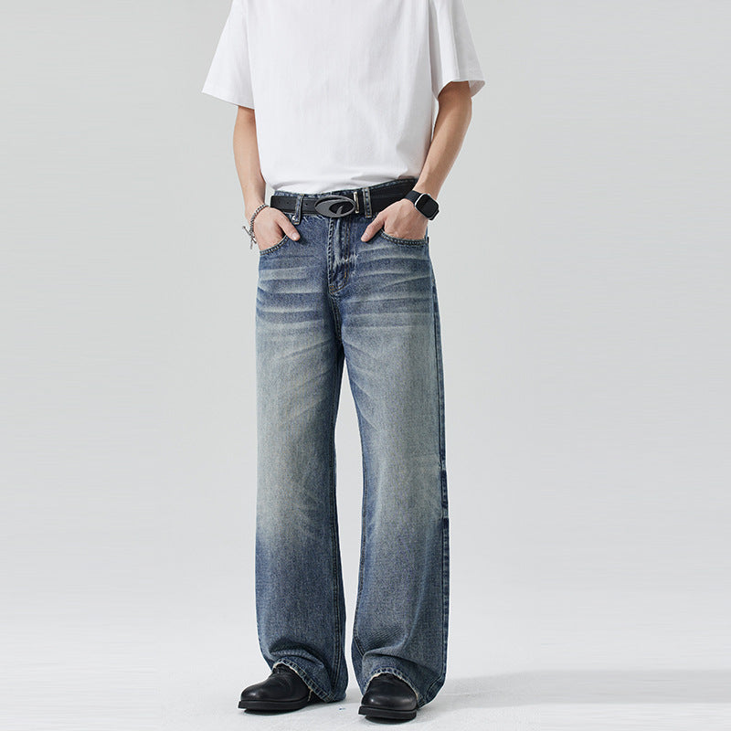 Herren Locker geschnittene Stonewashed-Denim-Jeans mit extra weitem Bein Echo Archiv