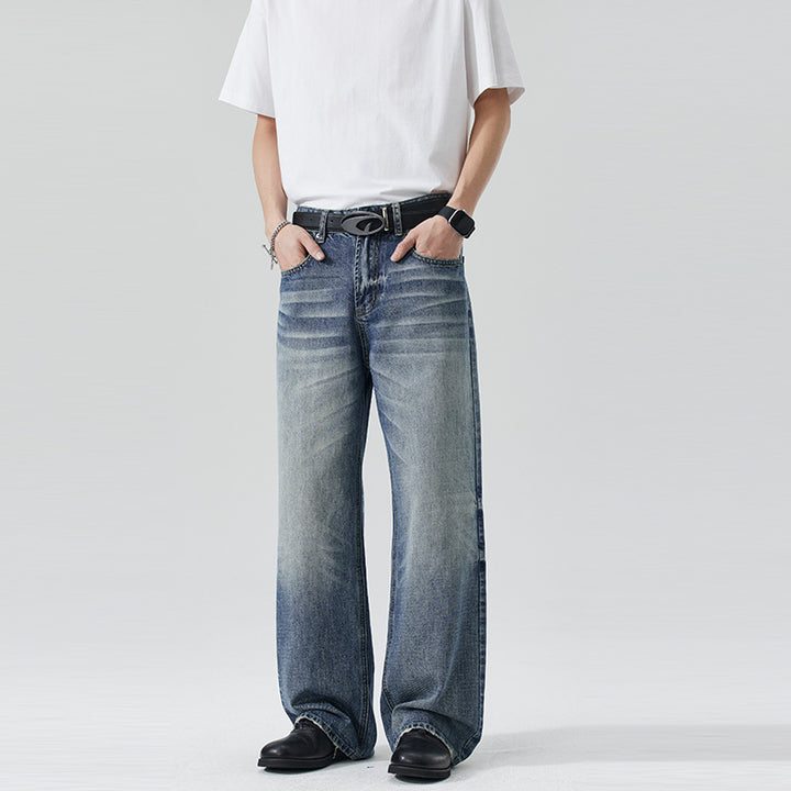 Herren Locker geschnittene Stonewashed-Denim-Jeans mit extra weitem Bein Echo Archiv