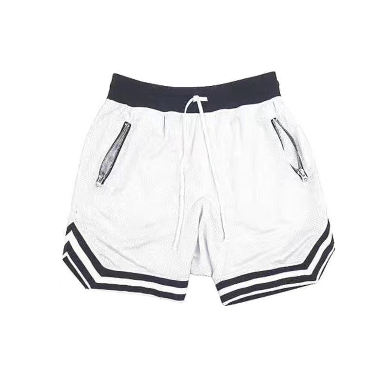 Herren Sportliche Basketball-Shorts mit atmungsaktivem Netzdesign und seitlichen Reißverschlusstaschen Echoarchiv