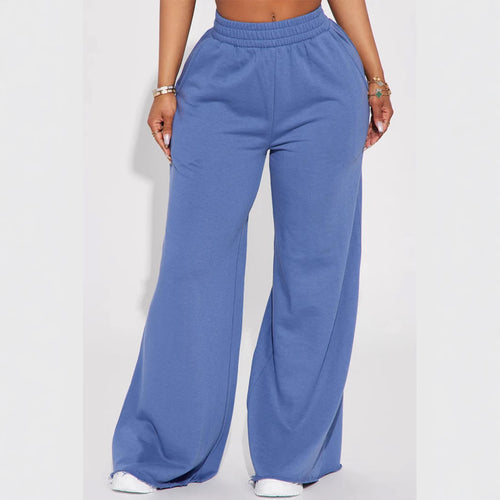 Damen nan High‑Waist Palazzohose aus French-Terry mit weitem Bein, elastischem Komfortbund und offenen Saumkanten Echo Archiv