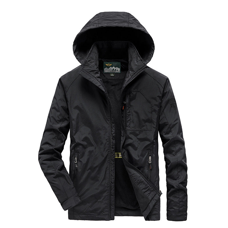Herren Tech‑Hoodie‑Parka mit Mikrofleece‑Innenlage und verdeckten Reißverschlüssen Echoarchiv