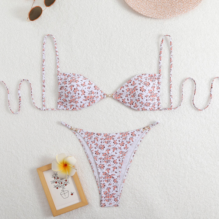 Damen Triangel-Bikini mit verstellbaren Trägern und elegantem Blumendruck Echo Archiv