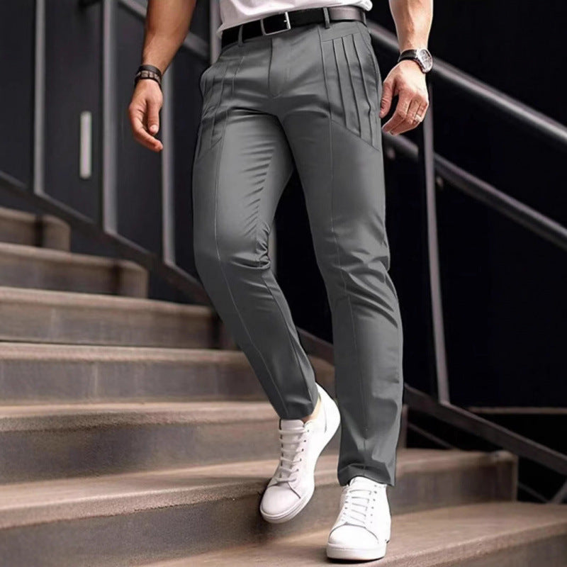 Herren stylische Slim-Fit Anzughose mit plissiertem Design Echoarchiv