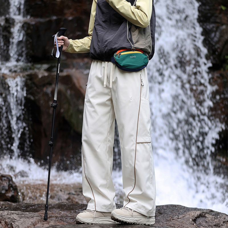 Unisex Wasserabweisende technische Cargo-Hose mit weitem Bein, Reißverschlusstaschen und Kordelzug Echo Archiv